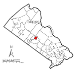 Map of Doylestown, Bucks County, Pennsylvania Highlighted